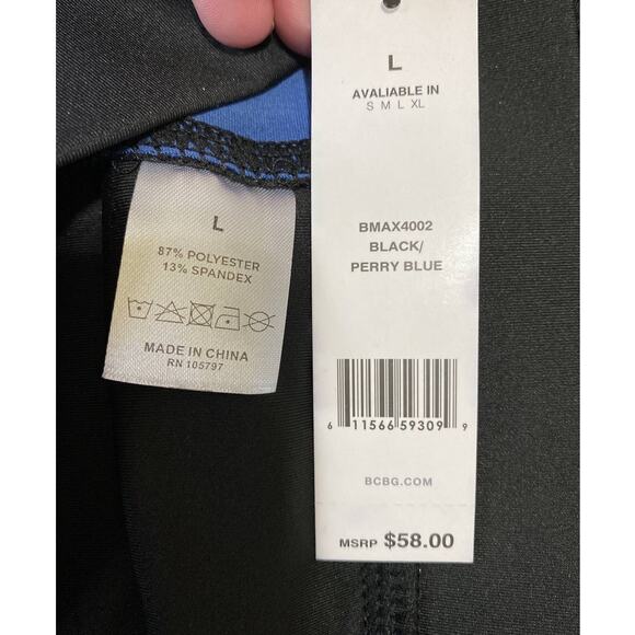 BCBGMAXAZRIA Black Perry Blue Sports Bra NEW Large - Picture 8 of 8